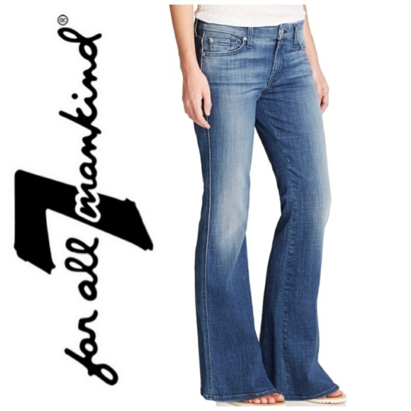 7 For All Mankind Denim - 7 For All Mankind Blue “A” Pocket Flare Leg Jeans